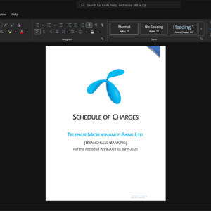 Pakistan Telenor Microfinance Bank Ltd Generic Utility Bill Template, Quick edit digital asset in Word and PDF