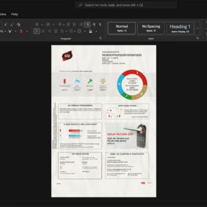 Portugal Electricidade de Portugal EDP Generic Utility Bill Template, Customizable layout available in Word and PDF