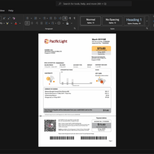 Singapore Pacific Light Electricity Bill Template, Ready to use template in Word and PDF