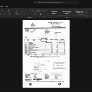 South Africa Lesedi Local Municipality Electricity Bill Template, Fully editable Word and PDF format