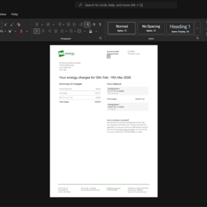 UK OVO Energy Generic Utility Bill Template, High-quality design in Word and PDF format