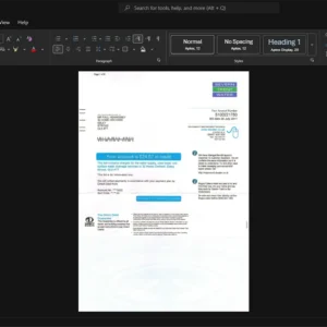 UK Severn Trent Water Water Bill Template, Corporate style document in Word and PDF formats