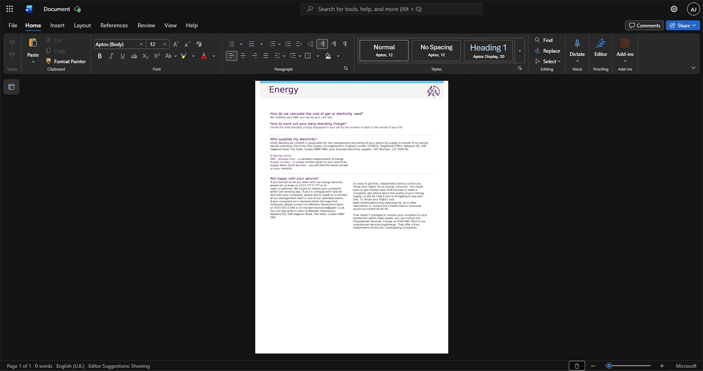 UK Utility Warehouse Electricity Bill Template, Blank template in Word and PDF format, Page 6