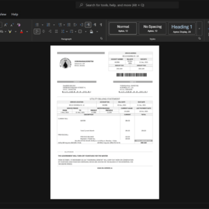 Ukraine Donetsk City Water Utility Business Utility Bill Template, Clean typography design in Word and PDF format