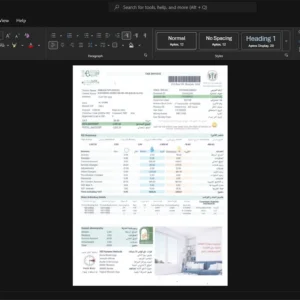 United Arab Emirates Sharjah Electricity Water and Gas Authority SEWA Generic Utility Bill Template, Premium editable file in Word and PDF formats