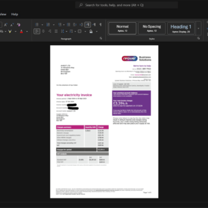 United Kingdom Npower Limited Electricity Bill Template, Available in editable Word and PDF format