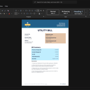 USA ABC Energy Incorporated Electricity Bill Template, Customizable layout available in Word and PDF