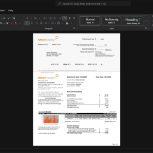 USA Ambit Energy Electricity Bill Template, printable document in Word and PDF format