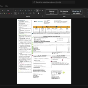 USA AT T Mobility AT T Internet Bill Template, Print-ready template in Word and PDF