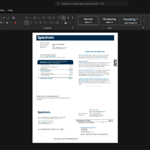USA Charter Communications Spectrum Internet Bill Template, Customizable document in Word and PDF format