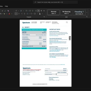 USA Charter Communications Spectrum Internet Bill Template, Quick edit template in Word and PDF format