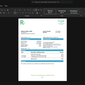 USA City of American Canyon Generic Utility Bill Template, High-quality template in Word and PDF format