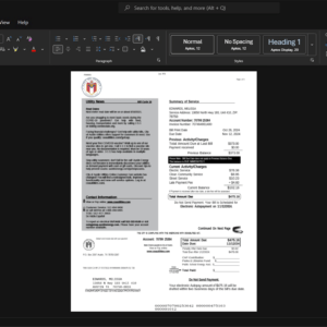 USA City of Austin Electricity Bill Template, Ready to print in Word and PDF format
