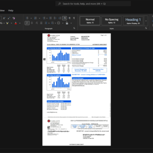 USA City of Garland Generic Utility Bill Template, Standard printable layout in Word and PDF