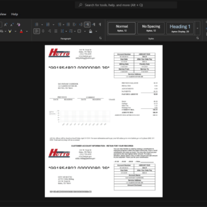 USA City of Hutto Utilities Generic Utility Bill Template, Professional document in Word and PDF format