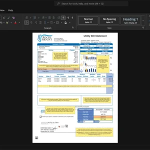 USA City of Rocky Mount Generic Utility Bill Template, Quick edit template in Word and PDF format