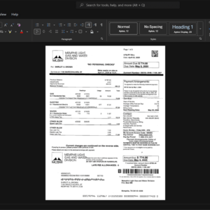 USA Commonwealth Edison Company ComEd Electricity Bill Template, Ready to print in Word and PDF format