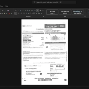 USA Consolidated Edison Company Con Edison Electricity Bill Template, Available in editable Word and PDF format