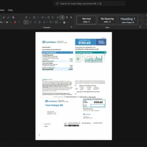 USA Consolidated Edison Company of New York Inc Con Edison Electricity Bill Template, Standard layout in DOCX and PDF