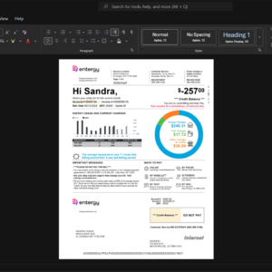 USA Entergy Corporation Entergy Electricity Bill Template, Quick edit template in Word and PDF format