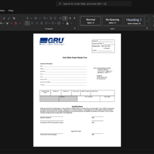 USA Gainesville Regional Utilities GRU Water Bill Template, Blank template in Word and PDF format