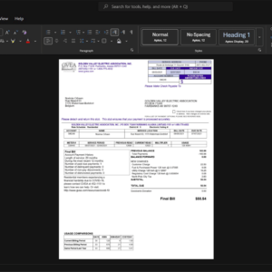 USA Golden Valley Electric Association GVEA Electricity Bill Template, Print-ready template in Word and PDF