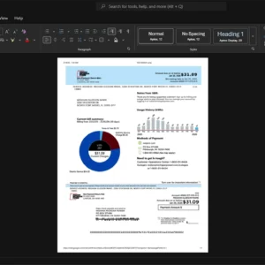 USA Indiana Michigan Power Electricity Bill Template, Standard layout in DOCX and PDF