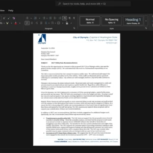 USA LOTT Clean Water Alliance Water Bill Template, Standard printable layout in Word and PDF