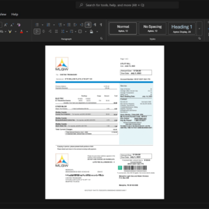 USA Memphis Light Gas and Water MLGW Electricity Bill Template, Quick edit digital asset in Word and PDF