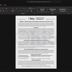 USA Ohio Department of Development Generic Utility Bill Template, Digital download template in Word and PDF
