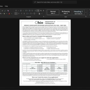 USA Ohio Home Energy Assistance Program HEAP Generic Utility Bill Template, Blank template in Word and PDF format