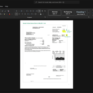 USA Portland General Electric Electricity Bill Template, Clean typography design in Word and PDF format