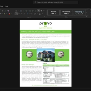 USA Provo City Power Electricity Bill Template, Standard printable layout in Word and PDF