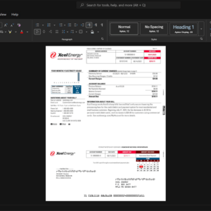 USA Public Service Company of Colorado Electricity Bill Template, Premium editable file in Word and PDF formats