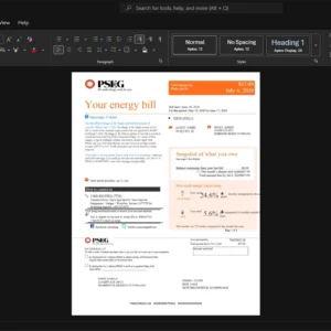 USA Public Service Enterprise Group PSE G Generic Utility Bill Template, Fully structured template in Word and PDF format