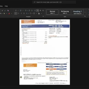 USA RealPage Management Generic Utility Bill Template, printable document in Word and PDF format