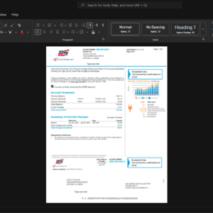 USA San Diego Gas Electric SDG E Electricity Bill Template, Quick edit digital asset in Word and PDF