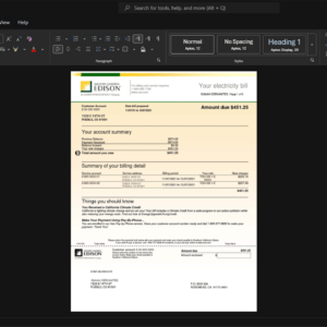 USA Southern California Edison Electricity Bill Template, Digital download template in Word and PDF