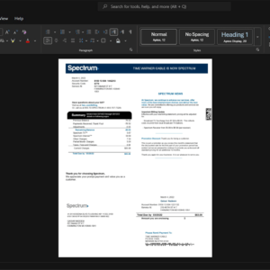 USA Spectrum Generic Utility Bill Template, Quick edit digital asset in Word and PDF