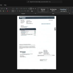 USA Spectrum Internet Bill Template, Quick edit digital asset in Word and PDF