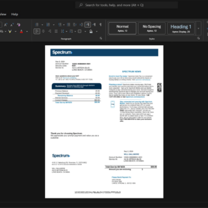 USA Spectrum Mobile Mobile Bill Template, Quick edit template in Word and PDF format