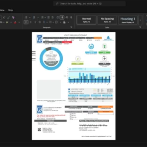 USA Tucson Water Water Bill Template, Ready to print in Word and PDF format