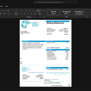 USA Tyrone Township Sewer Bill Template, Ready to print in Word and PDF format