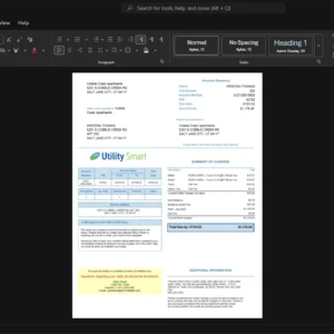 USA Utility Smart Generic Utility Bill Template, Premium editable file in Word and PDF formats