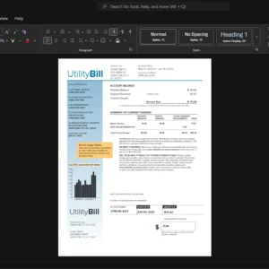 USA UtilityBill Electricity Bill Template, Fully editable Word and PDF format