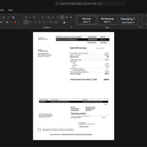 USA Verizon Wireless Mobile Bill Template, Standard layout in DOCX and PDF