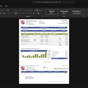 USA Wauwatosa Water Utility Water Bill Template, Digital download template in Word and PDF