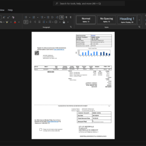 USA Westerville Division of Utilities Generic Utility Bill Template, High-quality template in Word and PDF format