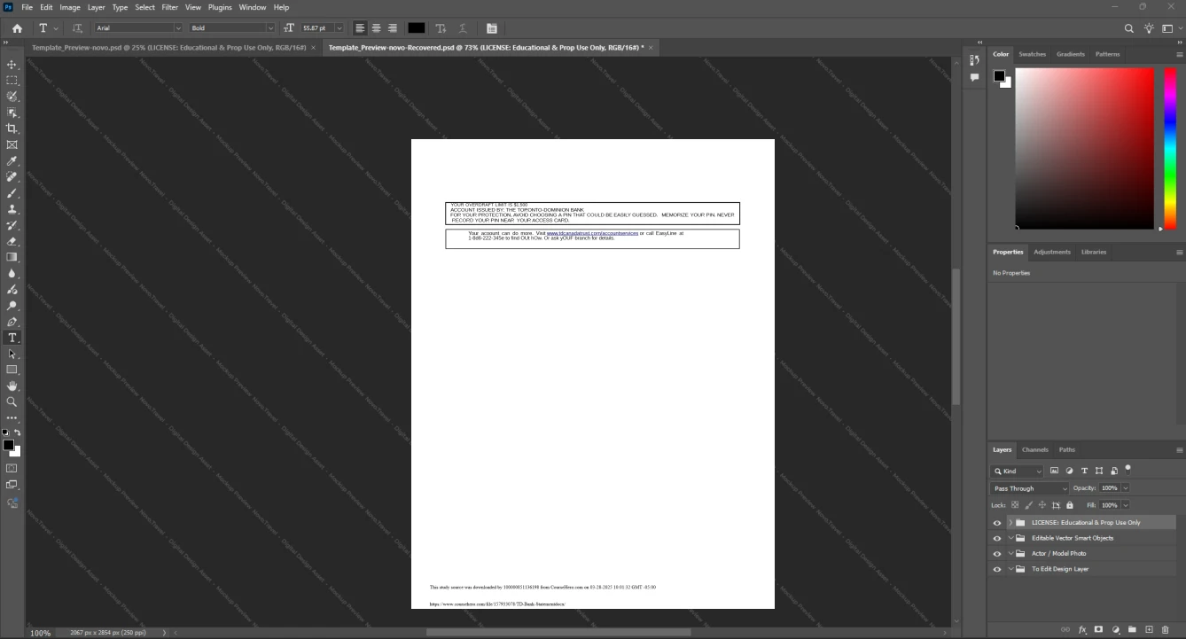 Canada TD Canada Trust Bank Statement Template, Fully structured template in Word and PDF format, Page 3