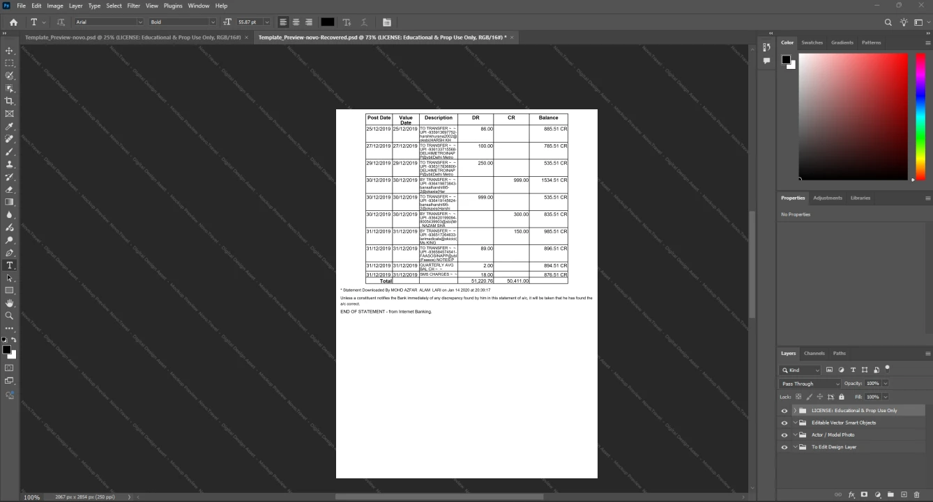 India Allahabad Bank Bank Statement Template, Digital download file preview, Page 8